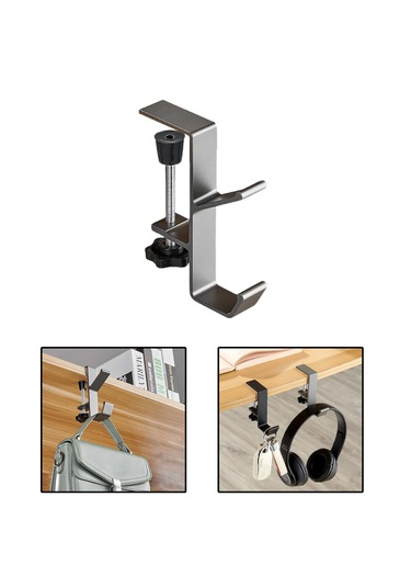 Ayarlanabilir Çift Başlı Masaya Monte Metal Tutucu-al4788 Gri