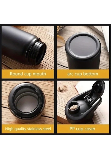 Honeybeeshop 20oz Siyah 1 Takım 600ml Bisiklet Su Şişesi Alüminyum Spor Termos Kamp Yürüyüş Balıkçılık Matarası Siyah-1 Takım