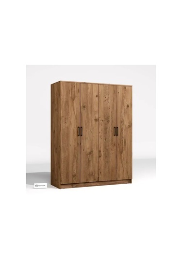 Kardelen Serisi Atlantik Çam 4 Kapaklı 5 Raflı 140 Cm Elbise Dolabı Atlantik Çam