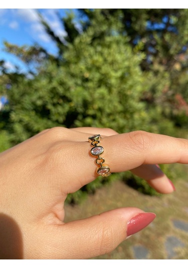 Yuvarlak Taşlı Kadın Zarif Yüzük Sevgiliye Hediye