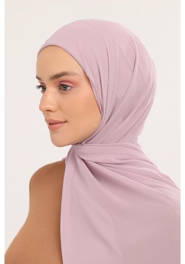 Hazır Pratik Lüks Geçmeli Lastikli Boneli Şifon Şal Pudra