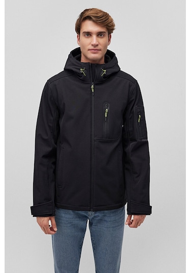 Erkek Kapüşonlu Scuba Ceket - Siyah Siyah