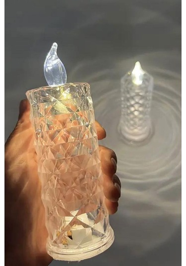 2'li Gül Işıklı Led Mum 13 Cm