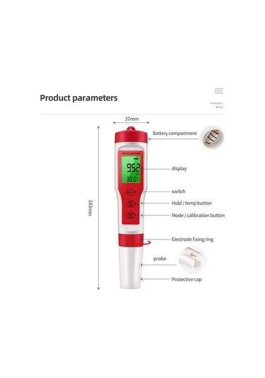 Dinosaurs 4'ü 1 Arada Dijital Su Kalitesi Test Cihazı Ph/tds/ec/sıcaklık Ölçer