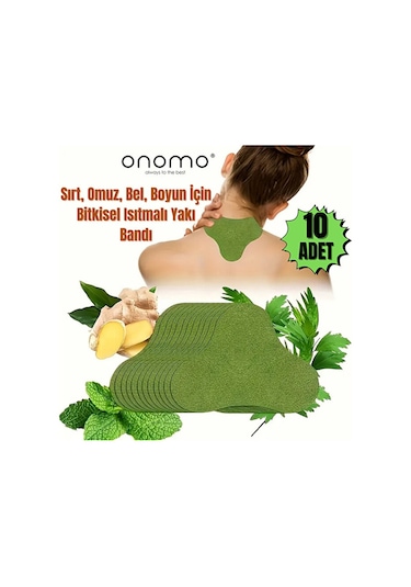 Onomo Health Sırt Omuz Bel Boyun ve Fıtık için Bitkisel Isıtmalı Fizik Yakı Bandı 10 Adet