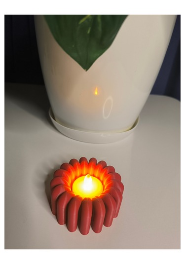 Modern Tealight Mumluk Kırmızı