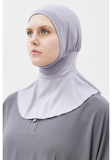 Kadın Tesettür Pratik Boyunluklu Hijab - Sporcu Bone Gri