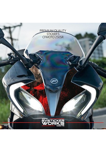 Cfmoto 250sr Sticker Ön Kafa Kaplama Modeli Hazır Kit Punisher Sticker Desen Kaplama