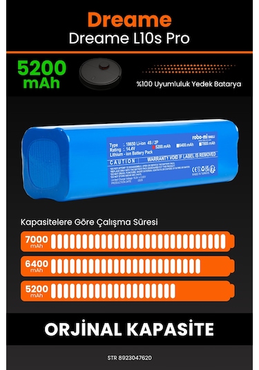 Dreame L10s Pro 5200mah Robot Süpürge Bataryası