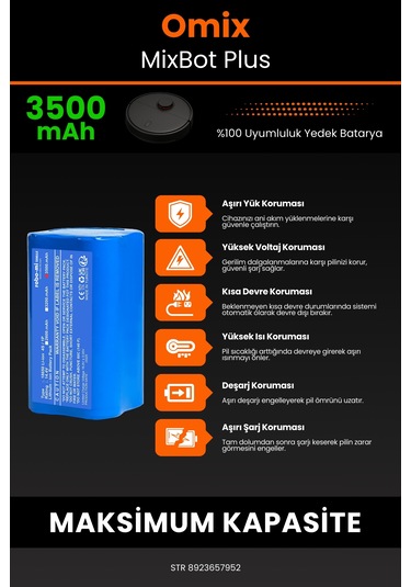 Omix Mixbot Plus Uyumlu 2600mah Robot Süpürge Bataryası