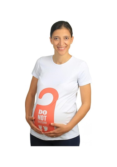 Mummy's Baby Hamile Tişört Do Not Disturb Beyaz 7952