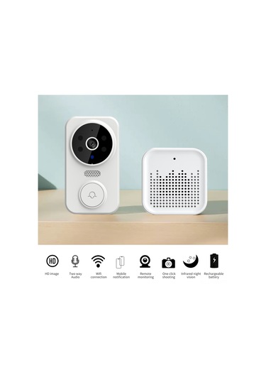 Yaozixa Siyah Akıllı Görüntülü Zil: Kablosuz 480p Kamera, İki Yönlü Ses, Gece Görüşü, Wifi Bağlantılı, Ev/gayrimenkul Güvenliği