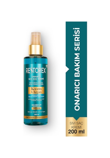 Restorex Keratin & Argan Onarıcı Sıvı Saç Bakım Kremi 200 Ml - Yıpranmış Ve Hasar Görmüş Saçlar