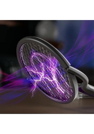 Boatshop1 2 İn 1 Elektrikli Sivrisinek Racket Yükseltilmiş Versiyon Teleskopik Çubuk 180 Derece Döner Baş Şarj Edilebilir 1200mah