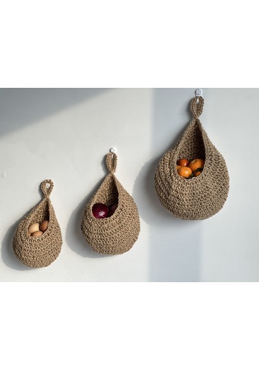 Yystore Duvara Monte Meyve Ve Sebze Saklama Çantası 3 Parçalı Set