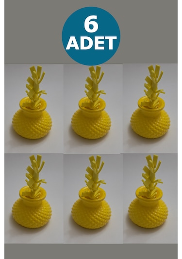 6 Adet Sarı Yapay Çiçekli Limon Sarısı Minik Vazo