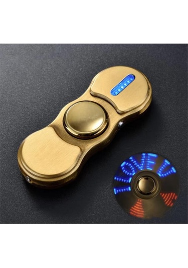 Stres Çarklı Işıklı Usb Şarjlı Tesla Çakmak Altın Sarısı Metal