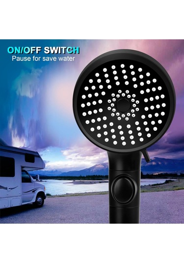 Lemestar Kamp Karavanı Duş Başkanı Siyah 5 Modlu Yüksek Basınçlı Su Tasarruflu Anahtar Ve Ayaklı Braketli