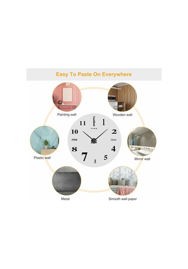 Xindoker Gümüş Modern Sessiz 3d Sticker Duvar Saati, Dıy Tasarım, Ev Ofis Dekoru, Kolay Kurulum, 70-120cm Çapı, Akrilik+eva+metal Malzeme Çok Renki