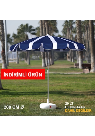 Lacivert - Beyaz Plaj Şemsiyesi 200 Cm Ø