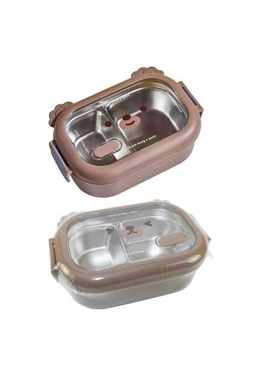 Novahub Çocuk Bento Kutusu - Yeniden Kullanılabilir, Paslanmaz Çelik, 950ml, Kahverengi Çocuk Ve Yetişkinler İçin Uygun, Sızdırmaz, Yalıtımlı Öğle Yemeği Kutusu Kahverengi