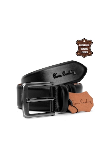 Pierre Cardin Pc401 Erkek 4 Cm Hakiki Deri Kemer Siyah-siyah Siyah