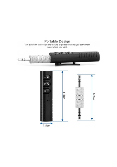 Yunboo Kablosuz Bluetooth 4.1 Müzik Alıcısı - Araç Ve Ev Ses Sistemleri İçin Aux Bağlantılı Mikrofonlu Çift Telefon Bağlantılı