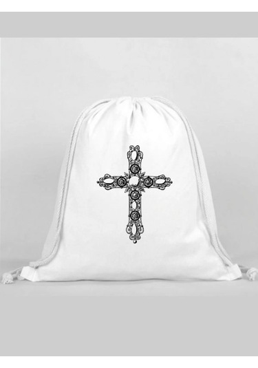 Haç Baskılı Sırt Çantası - İp Büzgülü Spor Çanta Renkli