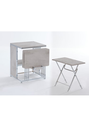 Dresuarlı Açık Bej Servis Sehpası