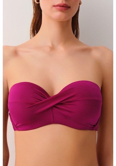 Suwen Kalın Bağcıklı Straplez Bikini Üst Sbn25680c1283 Vişne
