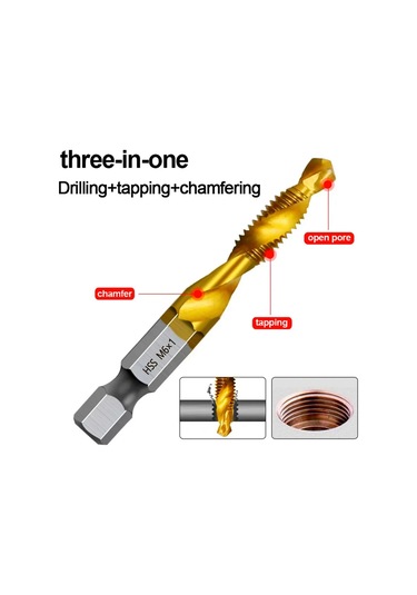 M6+m8+m10 Altıgen Şaftlı Hss Vida Dişi Metrik Kılavuz Matkap Uçları