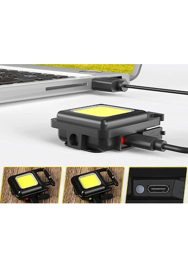 Cob Mini Led El Feneri Karabinalı Mıknatıslı Su Geçirmez 800mah