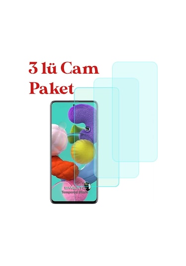 Samsung Galaxy Uyumlu M51 Temperli Kırılmaz Cam 3 Lü Set