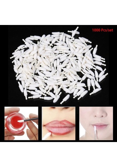 1000 Adet Tek Kullanımlık Dudak Fırçası Ruj Çubuğu Makyaj Araçları İçin Pamuklu Başlık