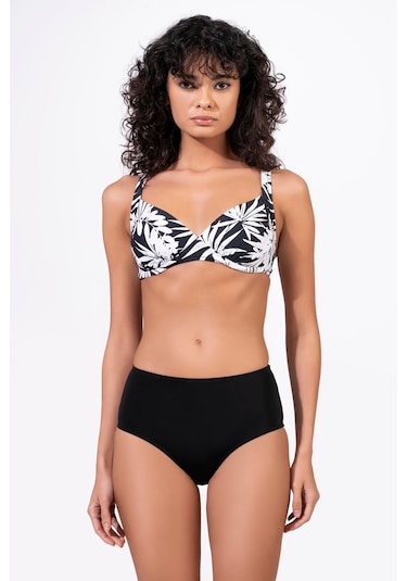 Endeep Kadın Çiçek Desenli Toparlayıcı Siyah Bikini Takımı