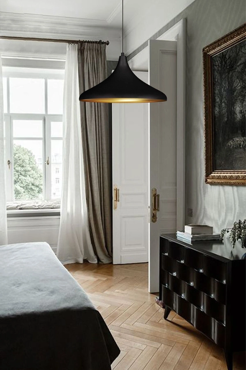 45 Cm Çaplı Champion Xl Siyah Avize Tekli Sarkıt Lamba Ofis Cafe Resepsiyon Mutfak Avizeleri Siyah