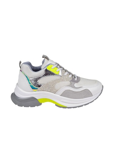 Pullman Simli Kadın Spor Ayakkabı Sneaker Sms-30162 Beyaz Simli-beyaz Simli Beyaz