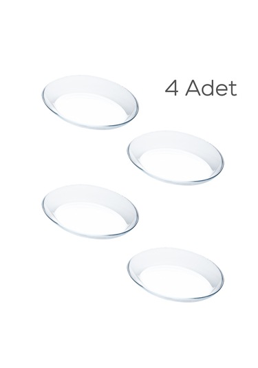 Paşabahçe 10357 4 Lü Oval Cam Sunum Servis Tabak Seti 21x16 Cm
