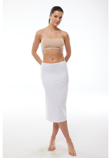 Malabadi Kadın Beyaz Rengi Tam Boy Uzun Etek Astarı Modal Jüpon 1061 Beyaz