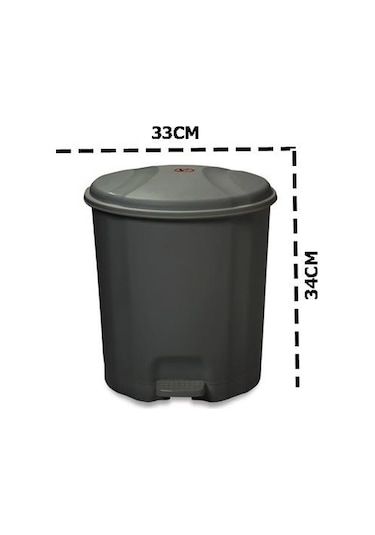 Motek Elit Pedallı Plastik Çöp Kovası İç Kovalı 12 Lt Antrasit Si