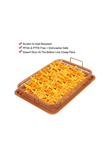 Yapışmaz Cips Sepeti Izgara Çıtır Örgü Yağ Kızartma Fırın Tepsisi Bakır Fırın Hava Fritöz Barbekü Paslanmaz Çelik Fırın Tepsisi Mutfak Aletleri Altın