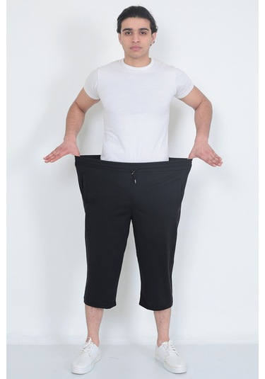 Lukitus Battal Büyük Beden Kapri Erkek Eşofman Altı Siyah