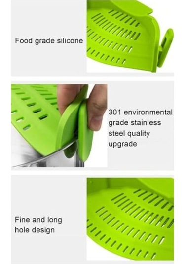 Novahub Silikon Klipsli Tava Tencere Süzgeci Dökülme Önleyici Süzme Sepeti Gıda Sınıfı Evrensel Turuncu Turuncu