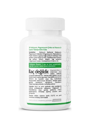 Biomet S1 Kalsiyum Magnezyum Çinko Vitamin D Takviye Edici Gıda 60 Tablet