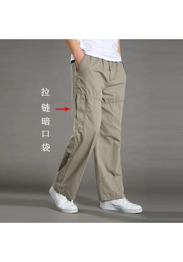 Gqxaon Erkek Kargo Pantolon - Pamuk Siyah İş Pantolonu - Rahat Yaz Tırmanma Joggers GÜMÜŞ