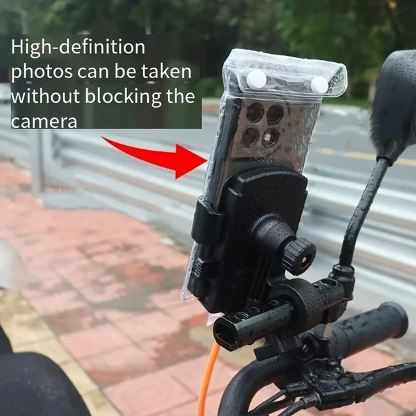 Fochsia Büyük Boy Bisiklet Yağmurluklu Telefon Kılıfı Şarj Kablosu Yuvası Pvc Malzeme