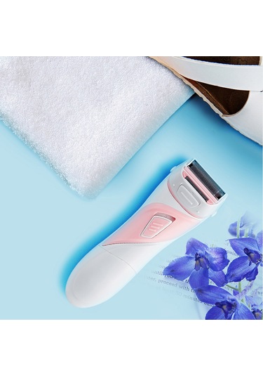 Moveevo Elektrikli Epilatör İnce Bıçaklı Ağ 2'si 1 Arada Tıraş Bıçağıyla, Sökülüp Yıkanabilir, Pembe