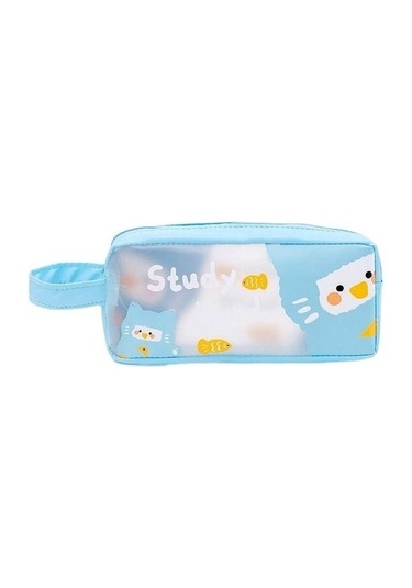 Şeffaf Karikatür Sevimli Kalem Kutusu Şeker Renkli Kalem Çantası Öğrenciler Için Renkli Ayı Saklama Kılıfı Kırtasiye Ofis Malzemeleri Ls4o0n Mavi