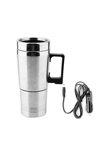 Didadodo 350ml Paslanmaz Çelik Araba Isıtıcısı - Gümüş Elektrikli Qk Gümüş, Gümüş Kapaklı Gümüş