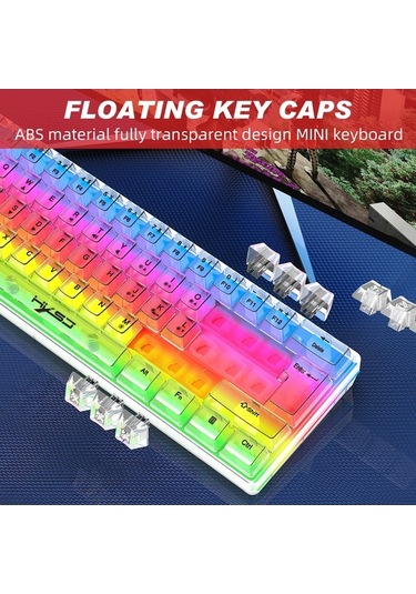 Dancemonkey Hxsj V700t 61 Tuşlu Rgb Aydınlatmalı Şeffaf Klavye - Ergonomik, Çıkarılabilir Usb Kablo